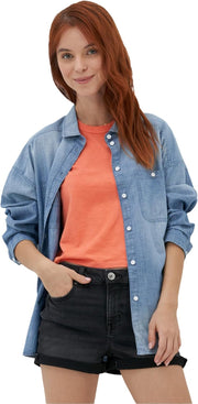WOMENS AE Long-Sleeve Denim Button-Up Shirt Classic - BLUE