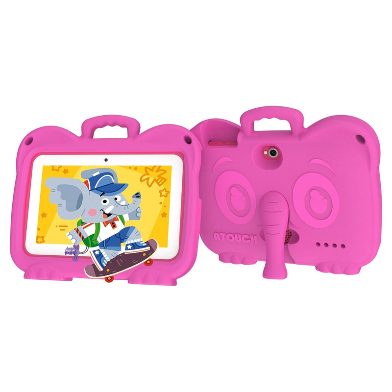 Atouch at your heart KT4 Pro Kids Tablet - 7" Android Tablet with 8GB RAM, 256GB Storage, WiFi, Parental Controls & Durable EVA Case - Ideal for Early Education & Learning (Rose Red)