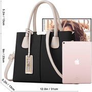 Purses and Handbags for Women Shoulder Tote Bags Top Handle Satchel C Black Beige, M