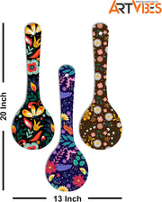 Artvibes Rajasthani Culture Wooden Wall Hanger for Home | Office | Living Room | Gift | Modern Decoration Items | Kitchen Wall Decor | Home Decor Hanging Items (WH_5012N), Set of 3