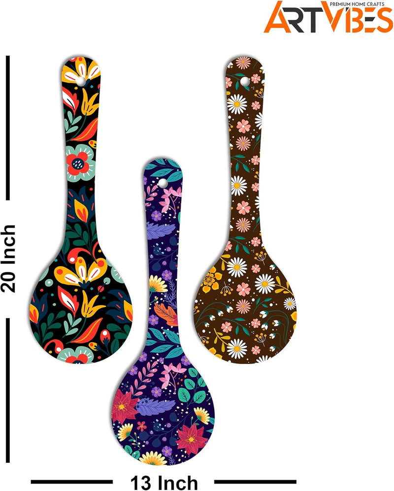 Artvibes Rajasthani Culture Wooden Wall Hanger for Home | Office | Living Room | Gift | Modern Decoration Items | Kitchen Wall Decor | Home Decor Hanging Items (WH_5012N), Set of 3