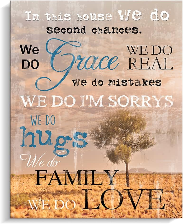 Kas Home Thankful Grateful Blessed Wall Decor Canvas Inspirational Quote Sign Farmhouse Rustic Wall Art Positive Word Hanging Decoration for Bedroom Living Room Kitchen Framed Plaque (10.6 x 13.7