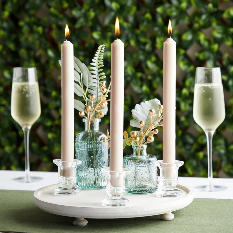 TERRIFI 12 Pcs Taper Candle Holders Set, Clear Glass Crystal Candlestick Holders, Ideal for Wedding Table Centerpieces and Home Decoration