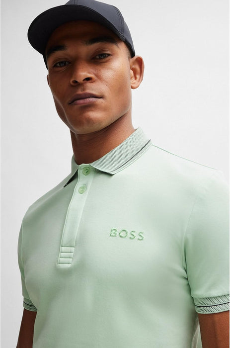 BOSS Men's Paule 1 Slim-Fit Interlock Cotton Polo Shirt with Mesh Logo