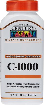 Vitamin C 1000mg Prolonged Release Caplets High Potency Immune Support, Antioxidant & Collagen Formation 110 Caplets - Tablet