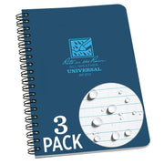 Rite in the Rain Weatherproof Side Spiral Notebook, 4.875" x 17.8 cm, Blue Cover, Universal Pattern (No. 273)", 1 pack - Pack Of 3 Blue