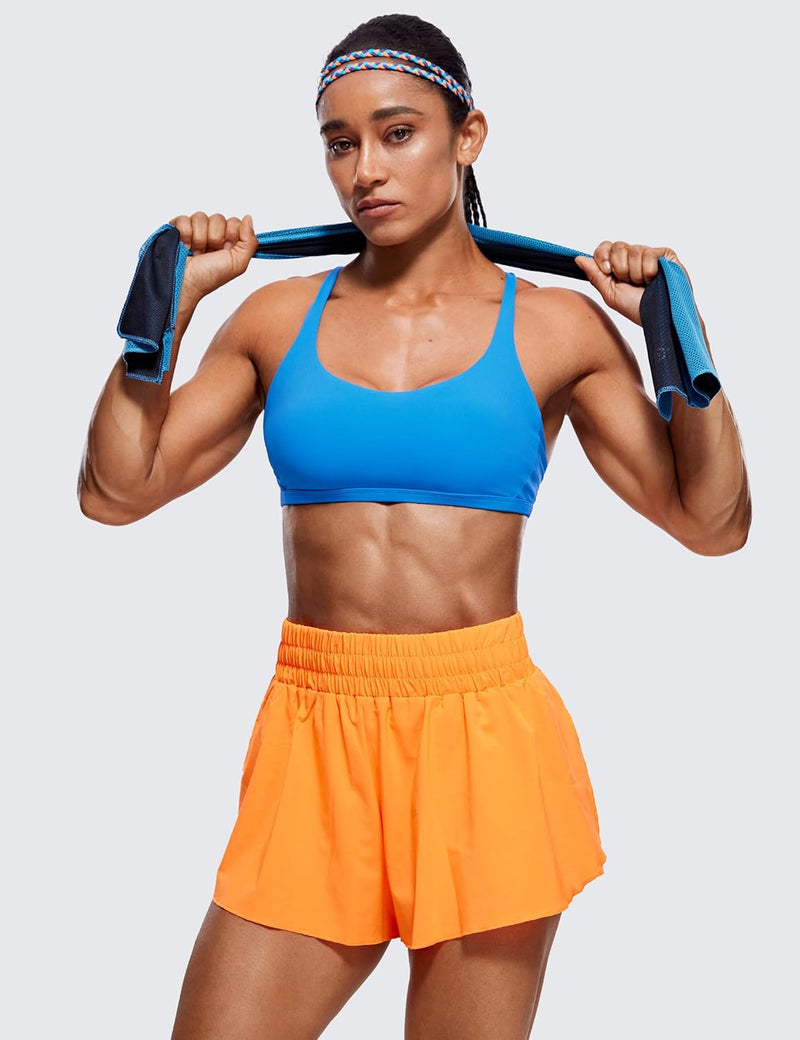 CRZ YOGA Women's Cute Yoga Sports Bra Strappy Sexy Back Padded Low Impact Workout Clothes Bra Tops