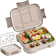 Lunch Box for Kids5-Compartment 1000ML Bento Box, Microwave Safe Leakproof Lunch Container for School,Picnics (Beige) - Beige
