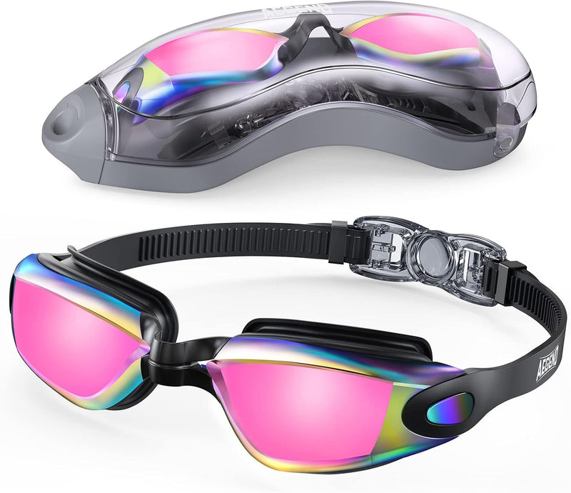 Aegend Swim Goggles, Swimming Goggles No Leaking Adult Men Women Youth - Bright Fuchsia