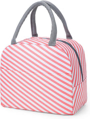 Insulated Lunch Bag,Cartoon Small Bento Tote Bag for Kids Girls & Students, Waterproof Cute Thermal Lunch Box Bag for School, Work, Picnic & Outdoor Activities(Penguin) - Pink&White