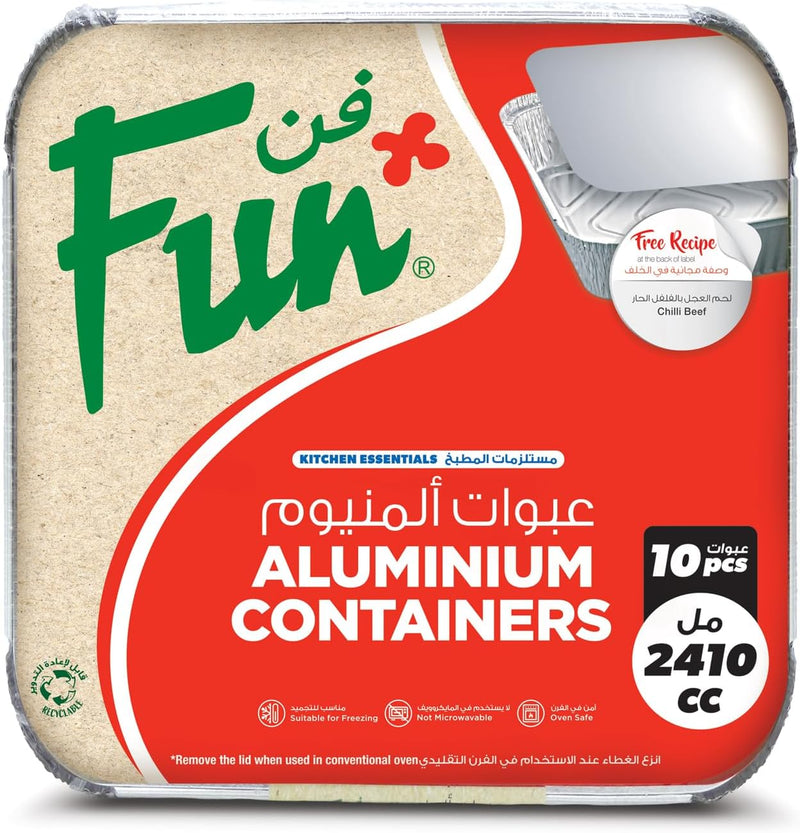 Fun Aluminium Containers with Lids 800Cc (Pack of 10) Leakproof Food Storage Containers, Durable for Meal Prep, Lunch, Takeout & Kitchen Use - 2410 CC