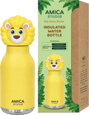Kids Water Bottle 460ml Insulated Stainless Steel - AMICA STUDIO (Dark Green) - Braze the Lion
