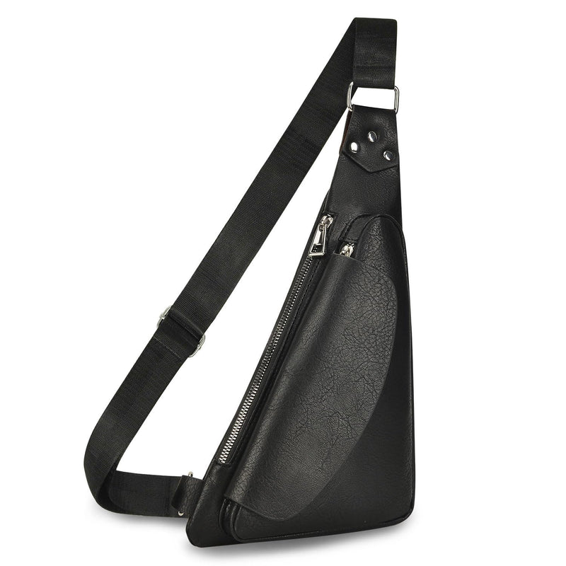 Azonee Crossbody Bag Leather Sling Bag, Men Chest Bag Anti Theft Water-Resistant Crossbody Bag Classic Design Shoulder Bag, for Outdoor Business Work Travel Hiking Camping