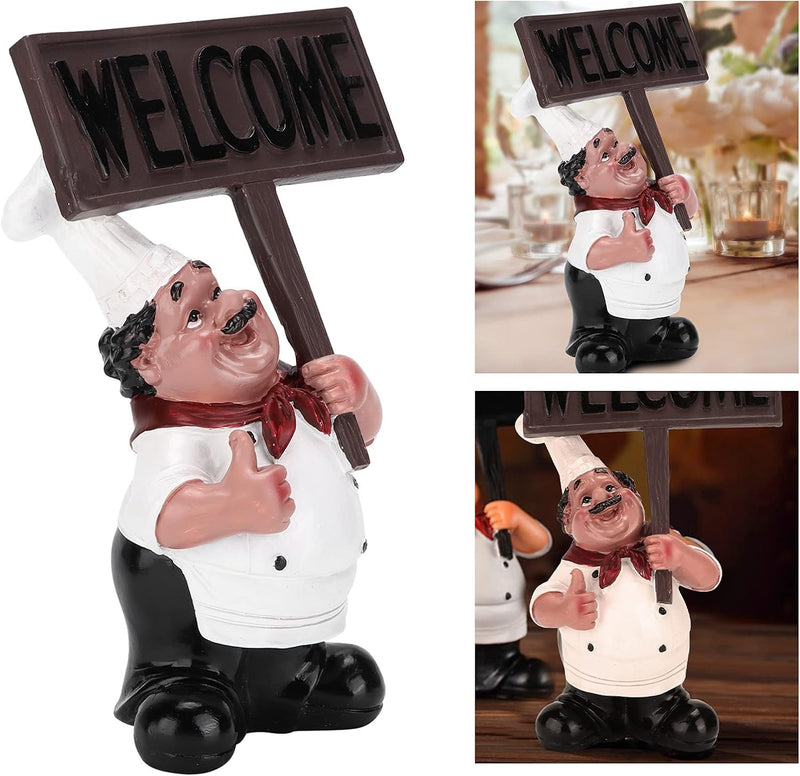 BTER Chef Sculpture Decoration, Home Kitchen Decor Figurines, Fat Chef Decorative Decor for Restaurant