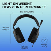 HyperX Cloud Stinger 2 Core DTS Headphone X Spatial Audio Gaming Headset, Black, Medium, Wired - Medium Black