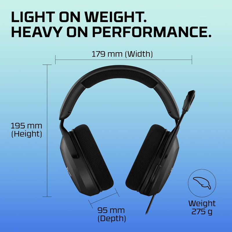 HyperX Cloud Stinger 2 Core DTS Headphone X Spatial Audio Gaming Headset, Black, Medium, Wired - Medium Black