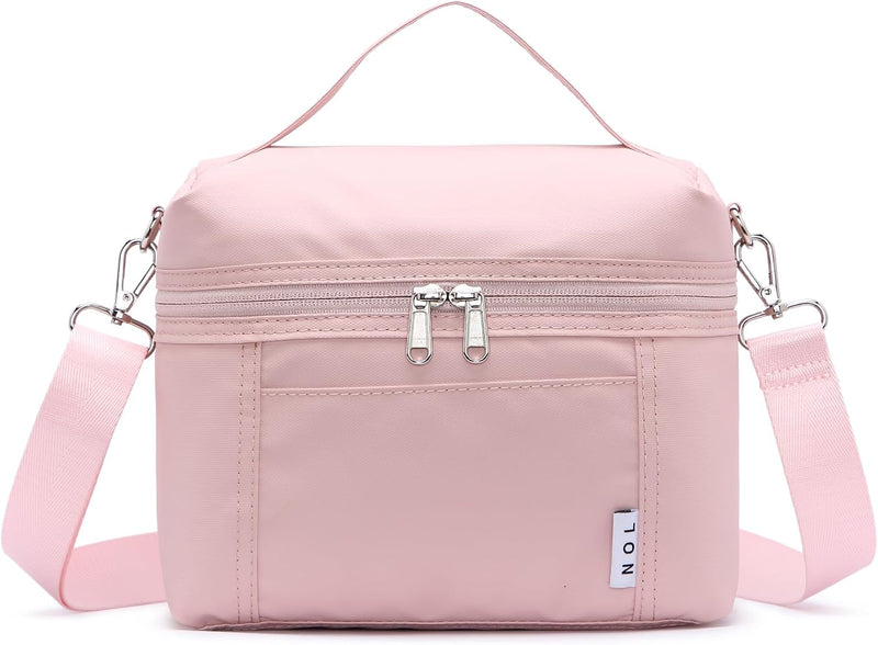 Insulated Lunch Bags for Women Cooler Bag Lightweight Nylon Waterproof Lunch Box For Work - Medium(normal) Pink