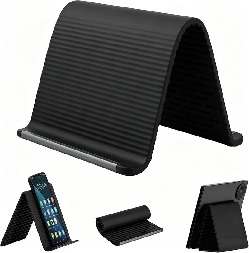 Zuooiec 2026 New Flexible Silicone Aluminum Phone Stand Bendable Freely into Any Shape, Universal Adjustable Anti-Slip Desktop Mount for Home Office Travel (Orange) - Black