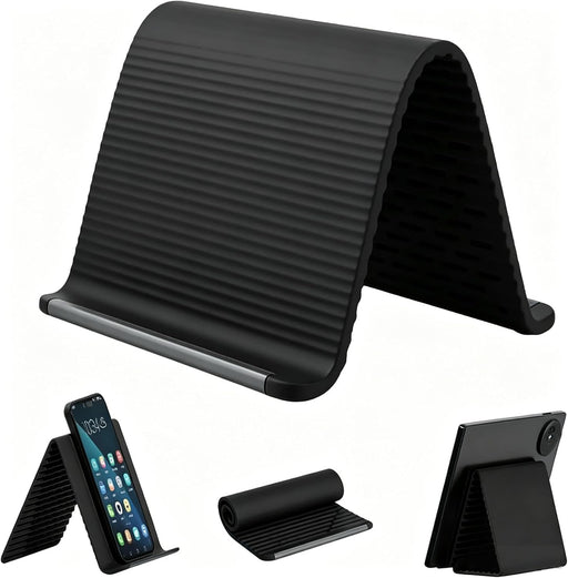 Zuooiec 2026 New Flexible Silicone Aluminum Phone Stand Bendable Freely into Any Shape, Universal Adjustable Anti-Slip Desktop Mount for Home Office Travel (Orange) - Black