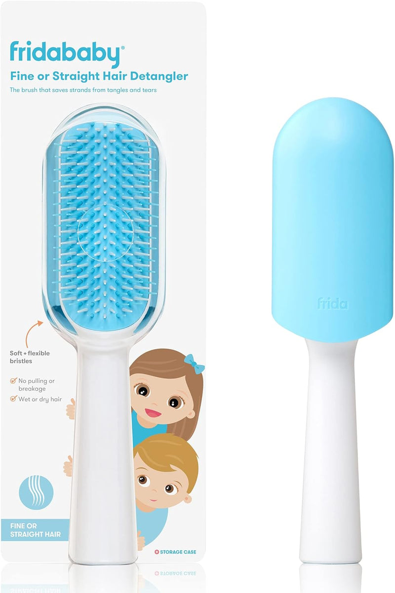 Frida Baby Toddler Hair Brush | Soft Bristle Hair Brush for Fine or Straight Hair, Wet Brush or Dry, Hair Detangler | Hairbrush + Storage Case
