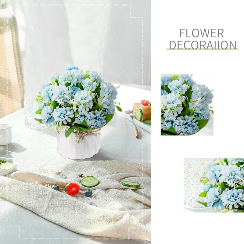 UCHUANG Fake Flowers with Vase, Artificial Roses Bouquet in Vase, Centerpiece Table Decorations for Coffee Table, Living Room, Dining Table, Office, Kitchen, Home Room Decor(White, with Glass Vase)