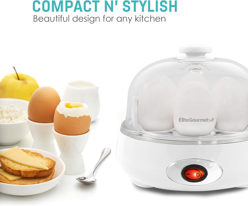 Elite Gourmet EGC322CBL Easy Egg Cooker Electric 7-Egg Capacity, Soft, Medium, Hard-Boiled Egg Cooker with Auto Shut-Off, Measuring Cup Included, BPA Free, Classic Blue