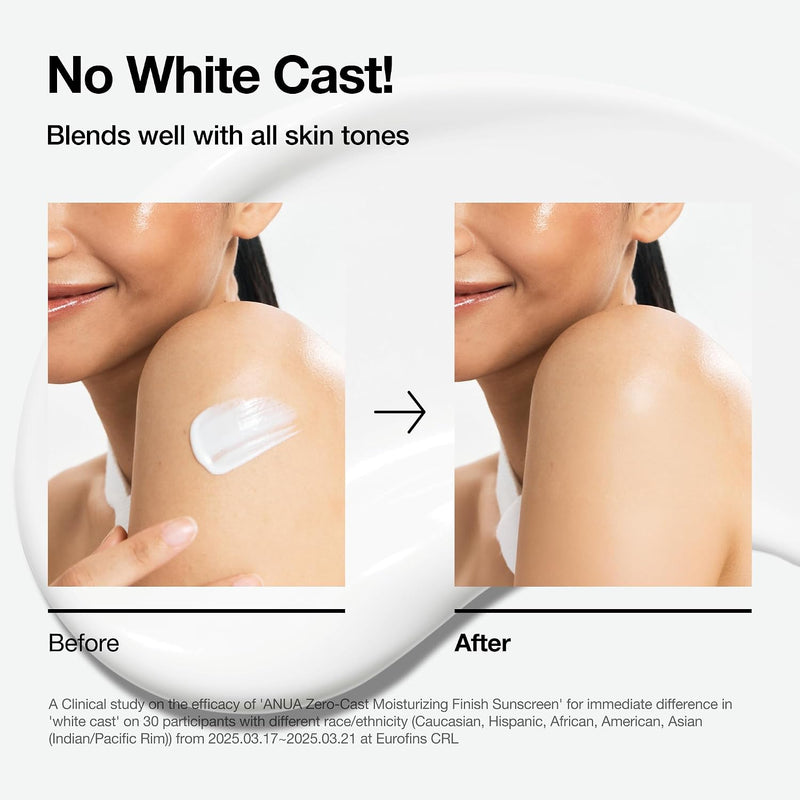 Zero-Cast Moisturizing Finish Sunscreen,SPF 50, Glow Natural Sunscreen,No White cast, Hyaluronic Acid, Niacinamide sun block for face,Oil-Free, Oxybenzone free, Travel Essential (50ml/1.69fl.oz)