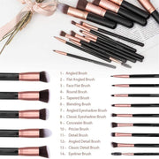 Coolbaby 14-piece makeup brush set rose gold/black