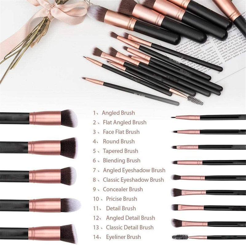 Coolbaby 14-piece makeup brush set rose gold/black