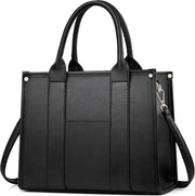The Tote Bag Crossbody Purses for Women Shoulder Bag Handbags PU Leather Top Handle Bags with zipper - Black
