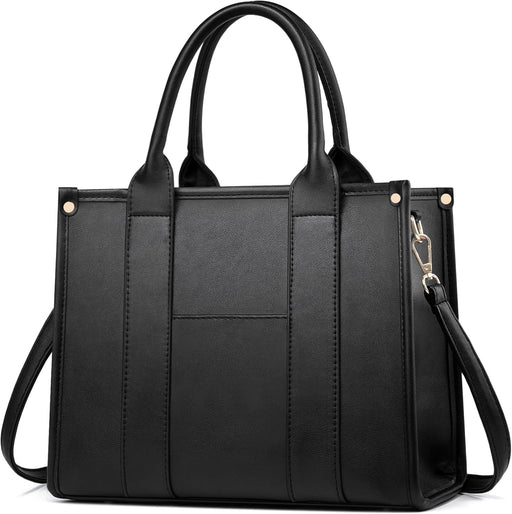 The Tote Bag Crossbody Purses for Women Shoulder Bag Handbags PU Leather Top Handle Bags with zipper - Black