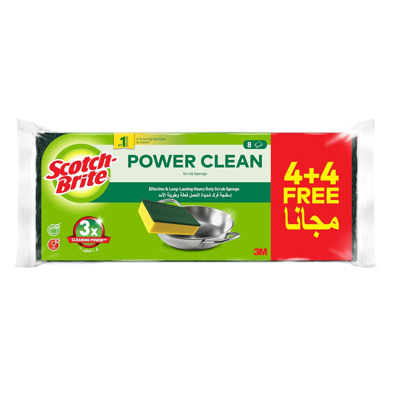 Scotch-Brite Heavy Duty Classic Flat Laminate Scrub Sponge, 8 units (4+4 Free)/pack | Kitchen sponge | Dish sponge | Scrub | General Cleaning | Food Safe | Non-Rusting | Kitchen, Garage, Outdoor