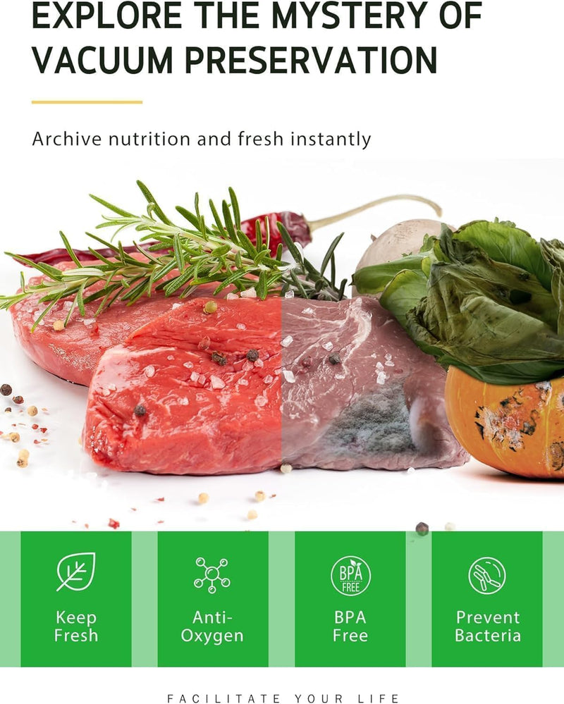 SKY-TOUCH 3 Rolls Vacuum Sealer Bags for Food, Thickened Puncture Prevention Food Saver BPA Free for Sous Vide cooking Microwave Freezer Storage (15x500cm, 22x500cm, 28x500cm)
