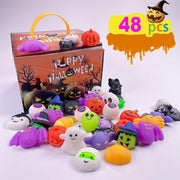 Beauenty 48PCS Halloween Mochi Squishies Toys Pumpkin Ghost Spider Toy for Kids Boys Girls Party Favors Halloween Treat Goody Bag Filler - Halloween