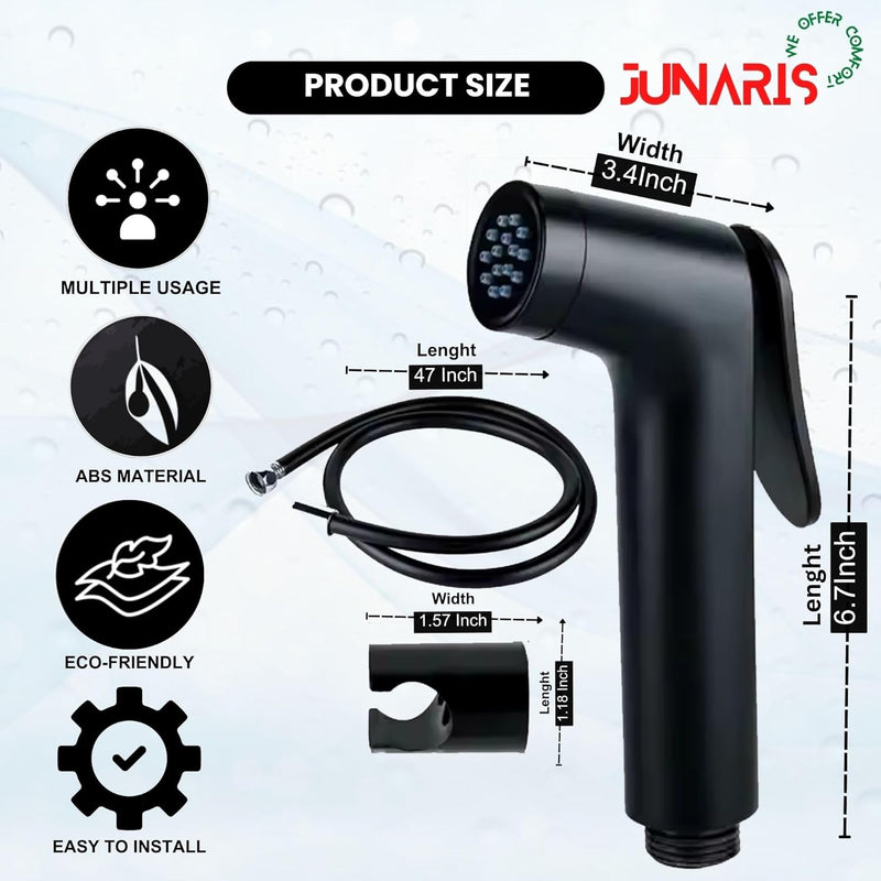 JUNARIS Handheld Bidet Sprayer Set for Toilet - شطاف تواليت Stainless Steel Shattaf with Premium Hose for Bathroom and Washroom | Chrome Shattaf Set Stainless Steel Hose (Classic)