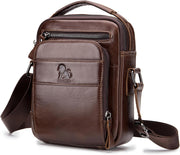 Men's Genuine Leather Shoulder Bag Messenger Briefcase CrossBody Handbag Satchel Travel bag - Dark Brown-large
