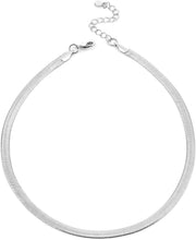 14K Gold Plated Dainty Choker Necklace for Women Girls Snake Chain, Cuban Link, Paperclip, Ball Beaded Chain, Natural Freshwater Pearl Necklace Fashion Jewelry for Gift - Silver Snake Chain