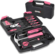 DNA MOTORING 39-Piece Household Tool Set General Repair Small Hand Tool Kit Storage Case for Home Garage Office College Dormitory Use, Green, TOOLS-00010 - Pink Home Tool Kit
