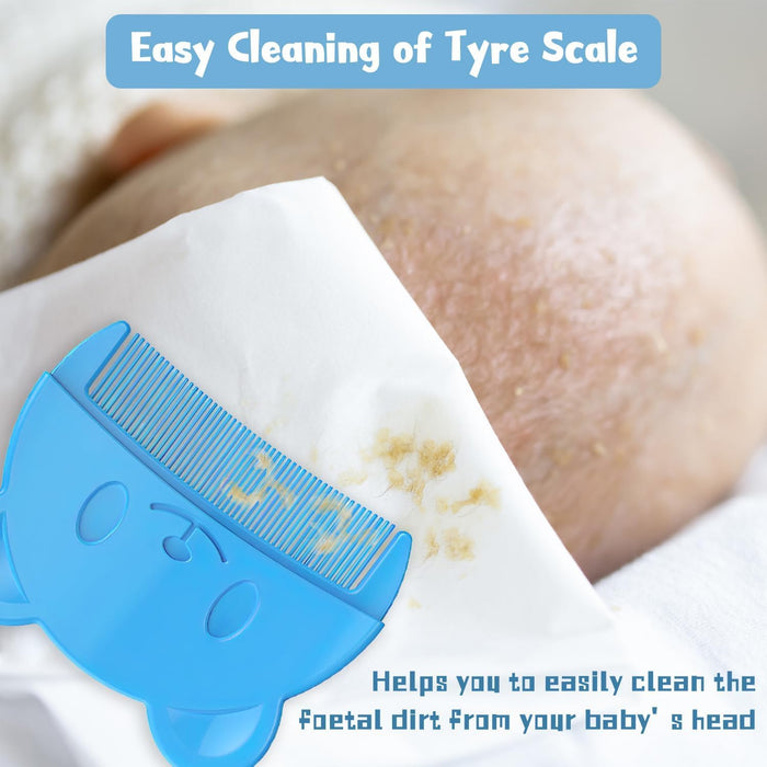 NALACAL 3 Pcs Baby Comb Baby Cradle Cap Comb Baby Hair Brush Toddler Comb Toddler Hair Brush Newborn Baby Bath Essentials (Blue)