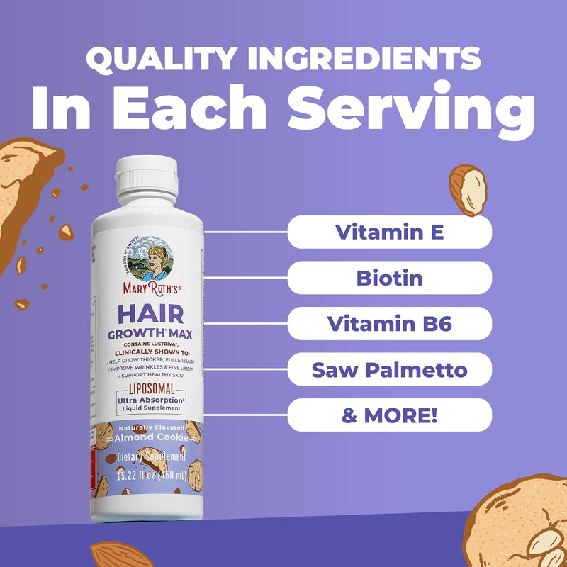 Women'S Hair Growth Max Liposomal With Lustriva Biotin 10000Mcg Pumpkin Seed Oil Thicker Care Wrinkles, Fine Lines, Skin Ages 18 15.22 Fl Oz
