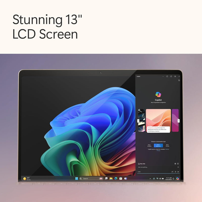 Microsoft Surface Pro (11th Edition - 2024), Copilot+PC, 2 in 1, 13'OLED upto 120Hz Display, Snapdragon X Elite, Qualcomm Hexagon with 45 TOPS NPU, Qualcomm Adreno GPU, 16GB RAM, 512GB SSD, Platinum
