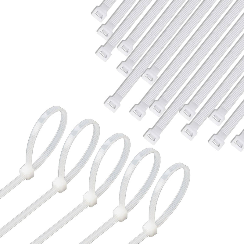 MOMENT Self Locking Cable Ties 300 x 3.6 mm 12" inch 100 Pieces, White Heat Resistant Cable Zip Ties Self-Locking Cable Organizer Anti - Slip Wire Organizer For Indoor & Outdoor Use - 12 in, 100 piece
