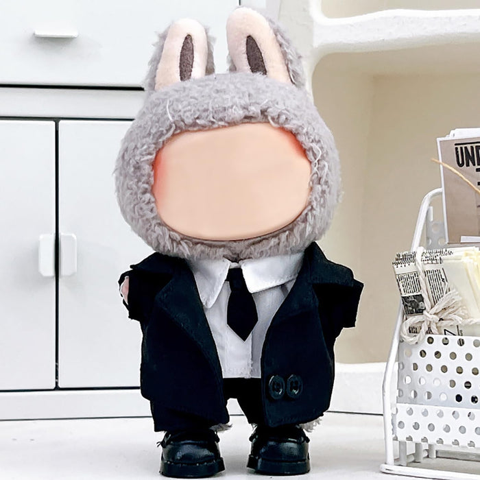 KASTWAVE 4PCS Doll Clothes & Accessories Set for Labubu Plush Doll, Fits 17cm Dolls, Cool Suit Set with Shirt, Tie, Suit & Sunglasses, Stylish Doll Outfit (No Doll)