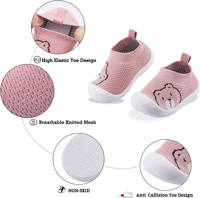 Baby Toddler Non-Skid Sock Shoes Indoor Slipper Breathable Cotton Mesh Lightweight Sole Infant Boy Girls Kids Children