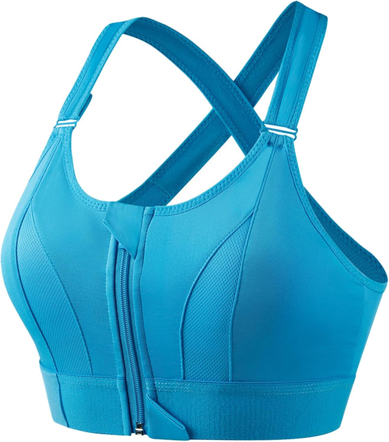 Dress Cici Zip Front Sports Bra, Longline High Impact Sports Bras
