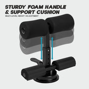 Konex Sit Up Bar for Home & Gym Workouts Portable Abdominal Curl Exercise Equipment with Strong Suction Base Ideal for Hips, Legs, Back, Abs & Core - Black