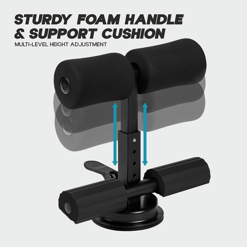 Konex Sit Up Bar for Home & Gym Workouts Portable Abdominal Curl Exercise Equipment with Strong Suction Base Ideal for Hips, Legs, Back, Abs & Core - Black
