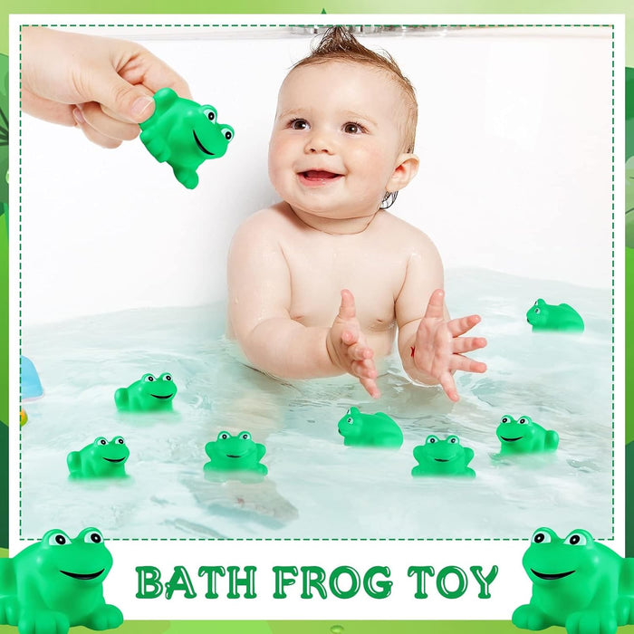 SYOSI 24 PCS Rubber Frogs Squeak Toys and Float Frogs Baby Shower Toys, Swimming Bathtub Toys for Shower Frogs Bathtub Birthday Party Decoration Boys and Girls Bath Toys