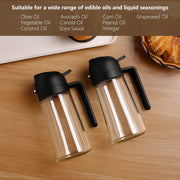 SKY-TOUCH 470ml Oil Sprayer for Cooking, 2 in 1 Glass Olive Oil Sprayer & Dispenser Bottle for Kitchen, Air Fryer, Salad, BBQ, Frying, Baking, Grilling, Food Grade, Leak-Proof, Refillable (Black)