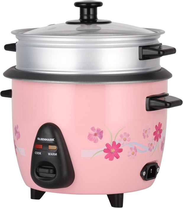 Olsenmark 3-In-1 Electric Rice Cooker, 1 Liter Capacity, White/Silver